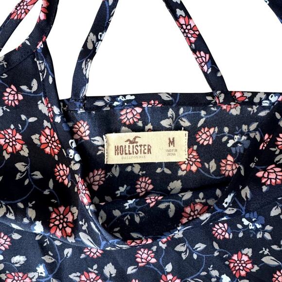 Navy and Pink Flowy Tank Top Spaghetti Strap Women's Medium - Picture 3 of 4